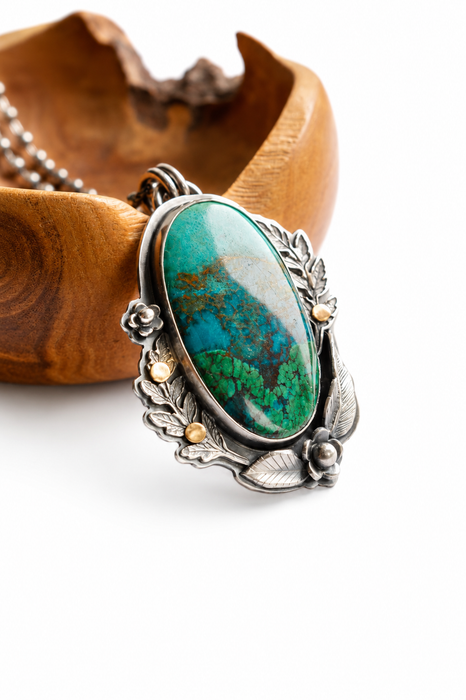 Chrysocolla Botanical Pendant