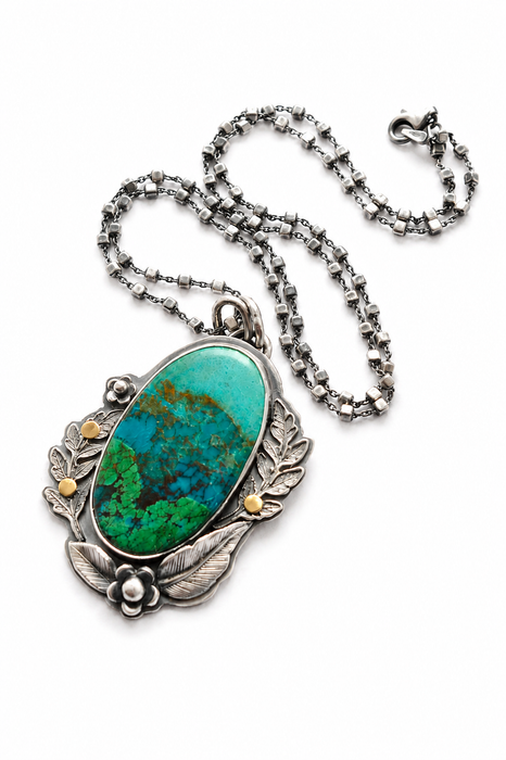 Chrysocolla Botanical Pendant