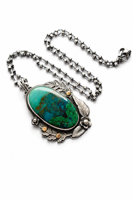 Chrysocolla Botanical Pendant