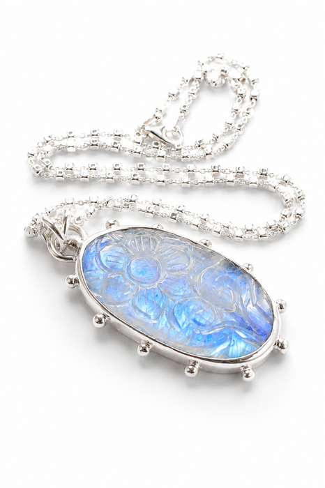 Carved Moonstone Necklace