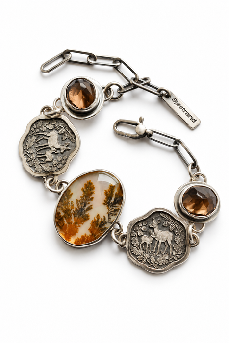 Dendritic Agate & Smokey Quartz Woodland Bracelet