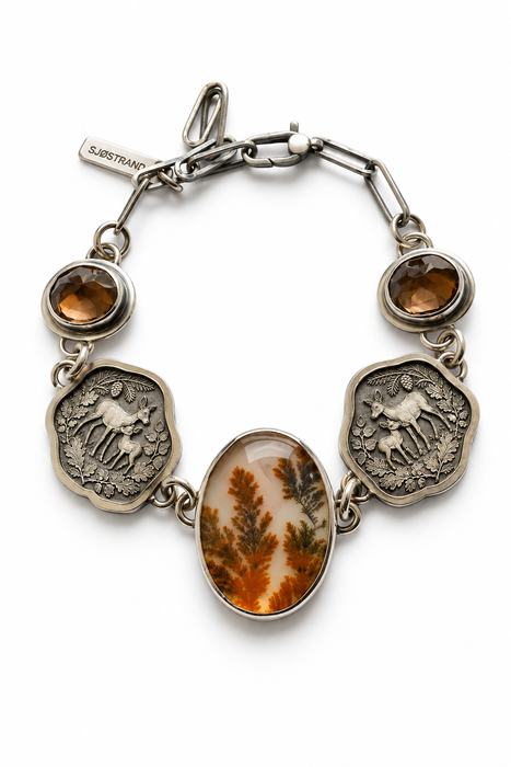 Dendritic Agate & Smokey Quartz Woodland Bracelet