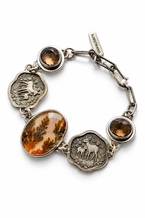 Dendritic Agate & Smokey Quartz Woodland Bracelet
