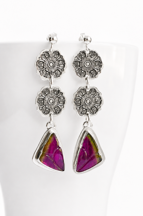 Tourmaline Botanical Style Earrings