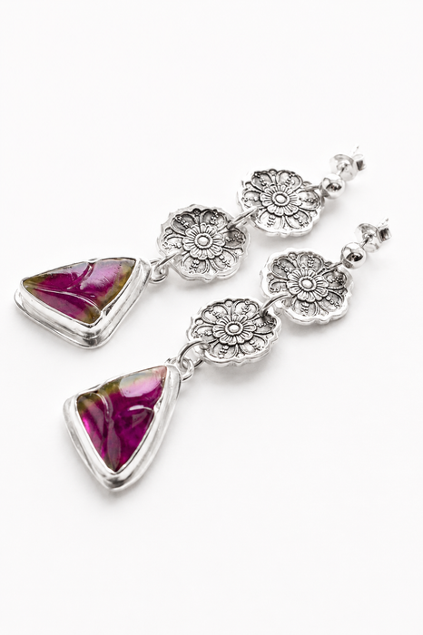 Tourmaline Botanical Style Earrings