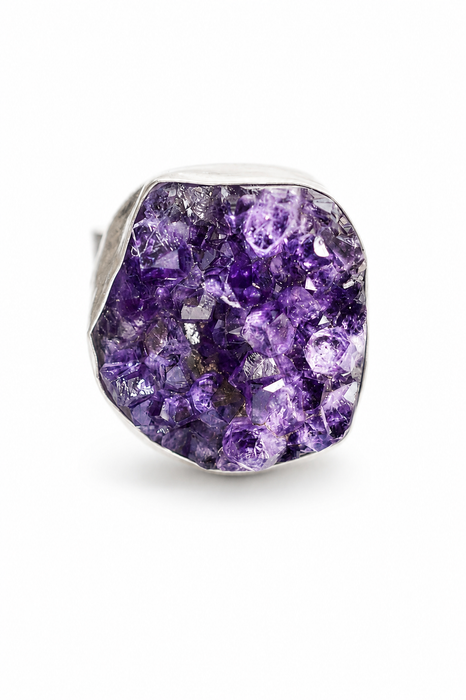 Amethyst Druzy Ring in Silver