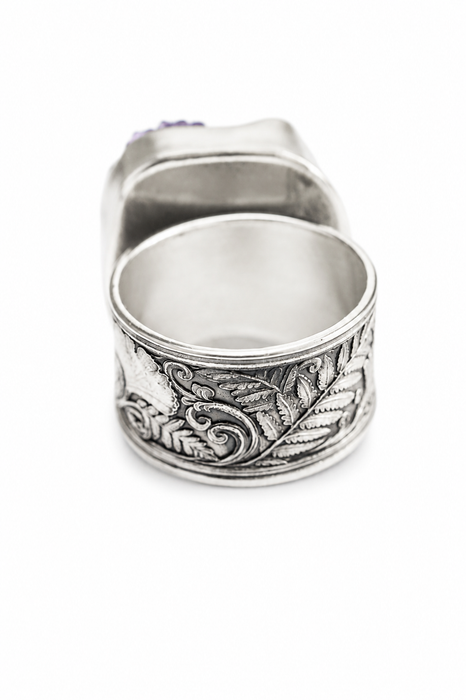 Amethyst Druzy Ring in Silver