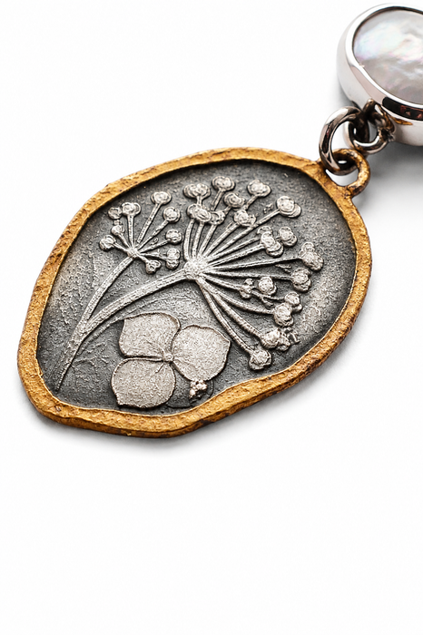 Wildflower Pearl Pendant in Silver and Gold (No1)