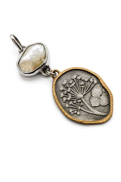 Wildflower Pearl Pendant in Silver and Gold (No1)