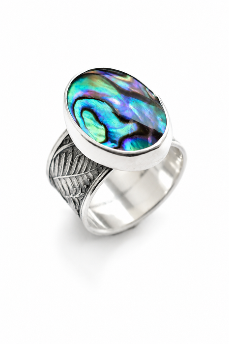 Abalone Botanical Ring in Silver