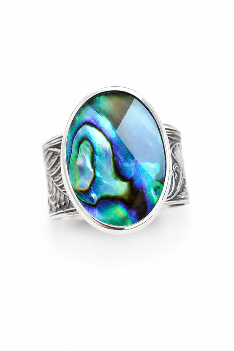 Abalone Botanical Ring in Silver