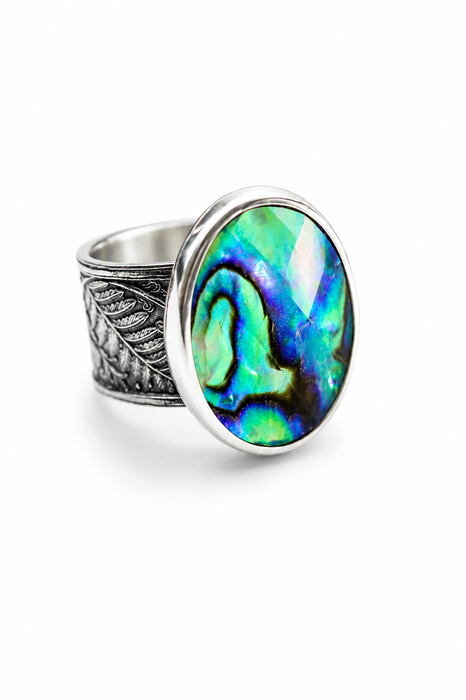 Abalone Botanical Ring in Silver