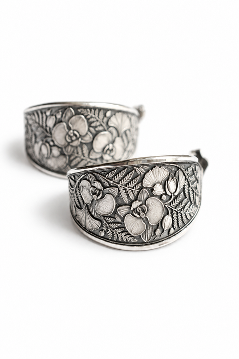 Orchid & Fern Hoop Post Earrings