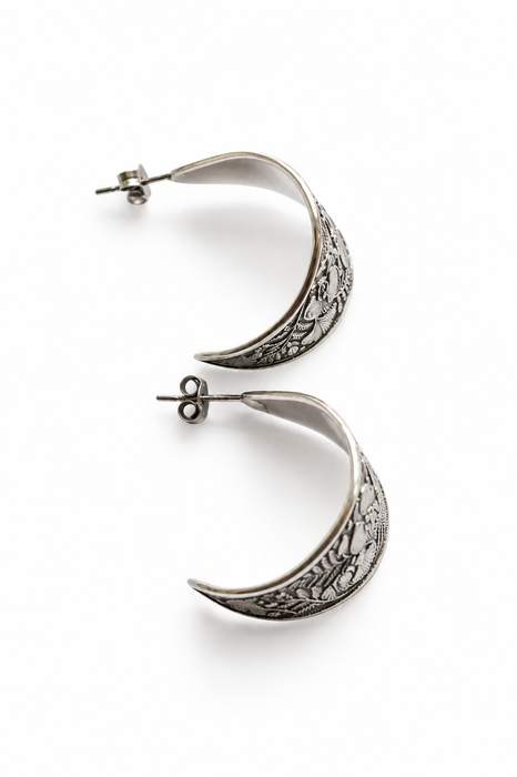 Orchid & Fern Hoop Post Earrings