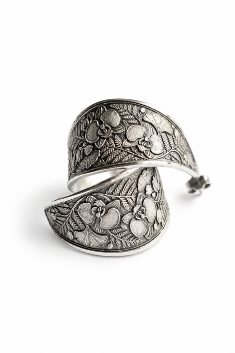 Orchid & Fern Hoop Post Earrings