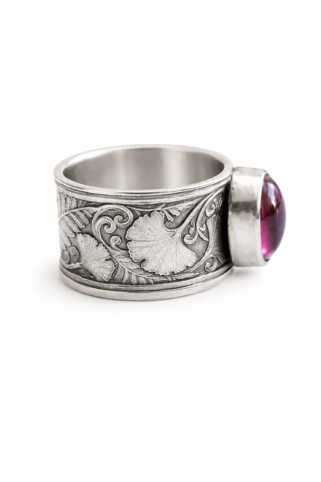 Pink Tourmaline Botanical Ring