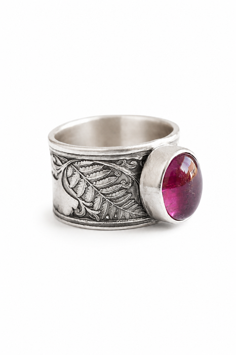 Pink Tourmaline Botanical Ring