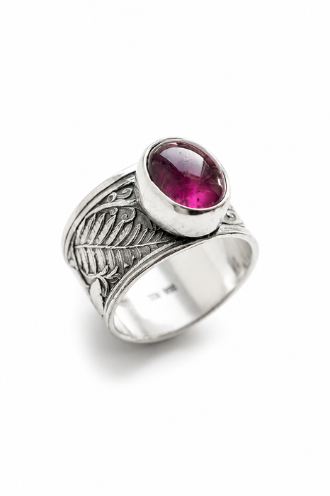 Pink Tourmaline Botanical Ring