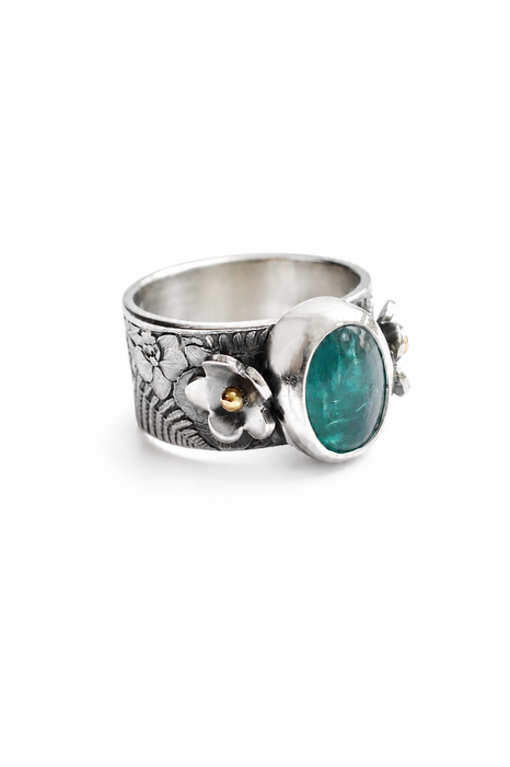 Kyanite Silver Orchid Ring
