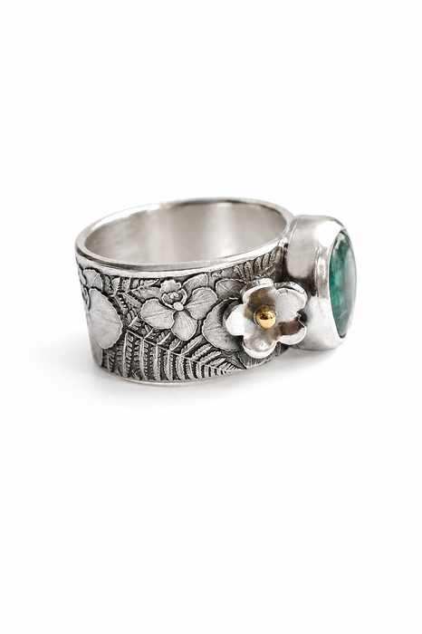 Kyanite Silver Orchid Ring
