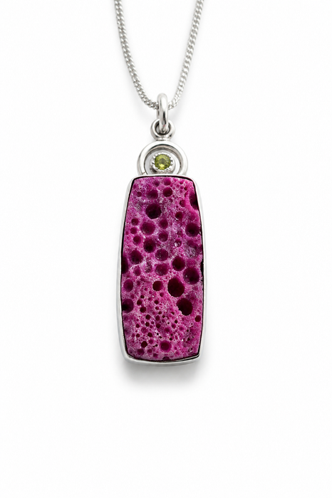 Raw Ruby Necklace with Peridot