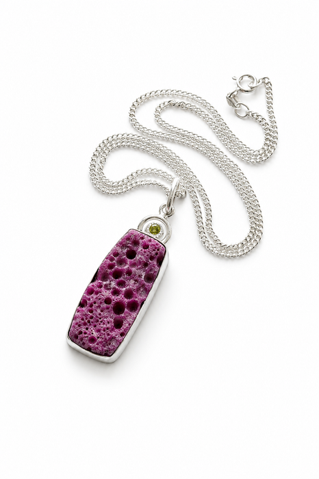 Raw Ruby Necklace with Peridot