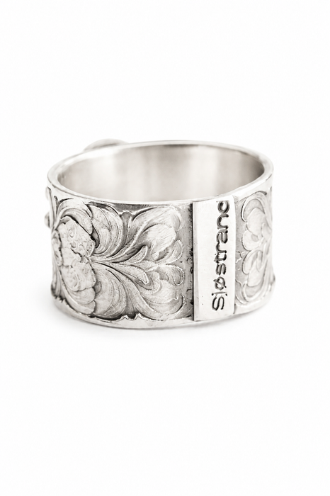 Garnet and Silver Floral Statement Ring