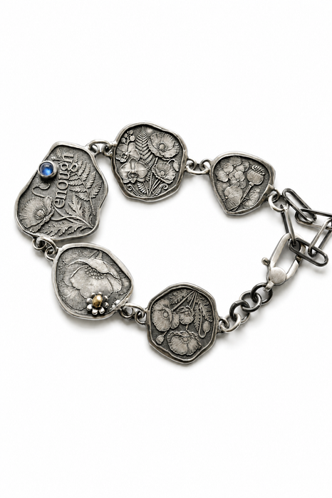 Botanical "Enough" Sterling Silver Bracelet