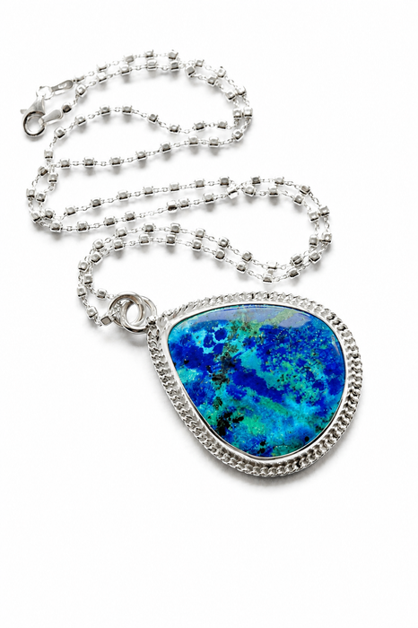 Peruvian Azurite Teardrop Pendant