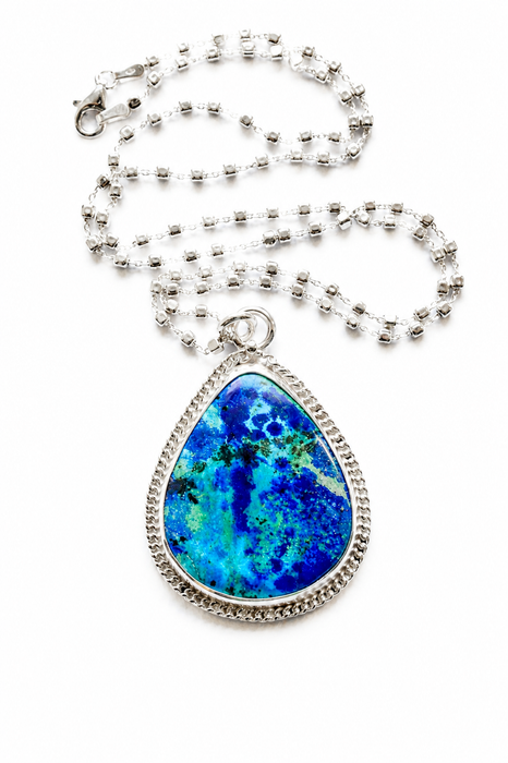 Peruvian Azurite Teardrop Pendant