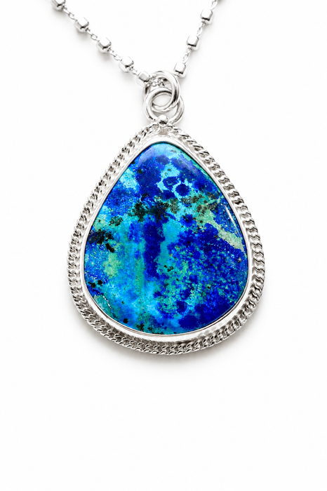 Peruvian Azurite Teardrop Pendant