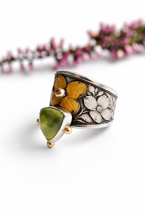 Magnolia Prehnite Ring