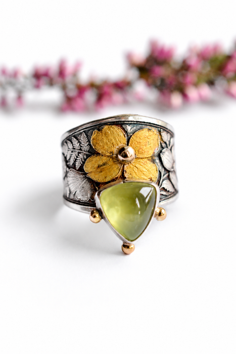 Magnolia Prehnite Ring