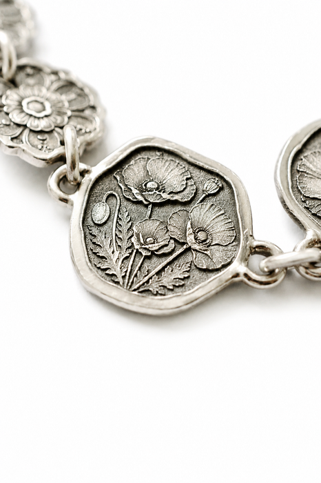 Botanical "Enough" Sterling Silver Bracelet