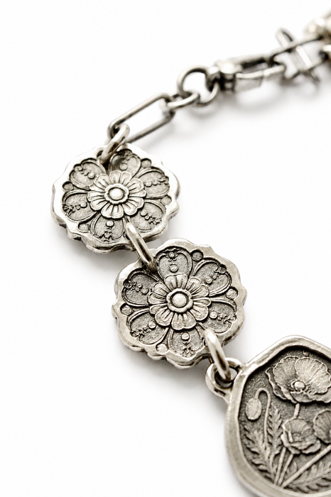 Botanical "Enough" Sterling Silver Bracelet