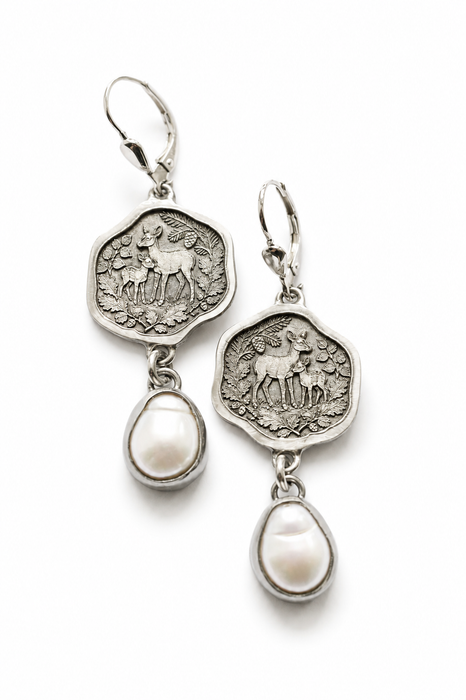 Woodland Doe and Pearl Earrings