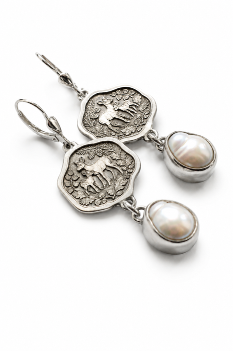 Woodland Doe and Pearl Earrings