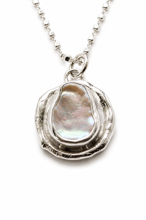 Keshi Pearl Organic Style Silver Necklace