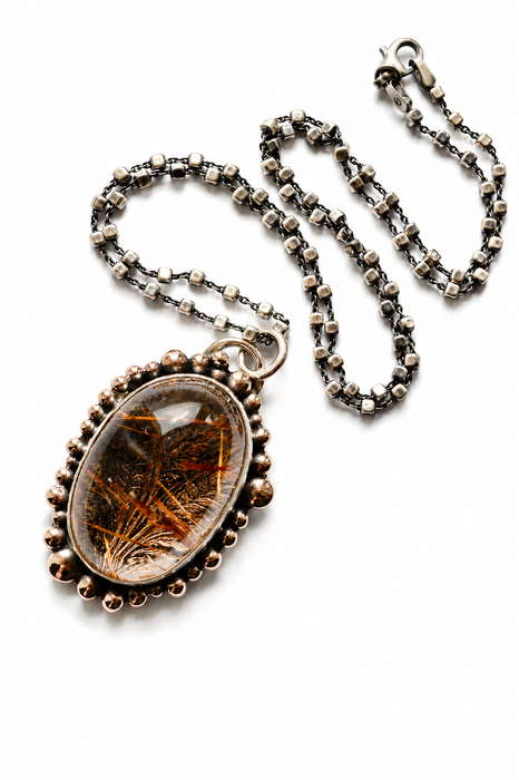 Brazilian Rutilated Quartz & Wheat Pendant
