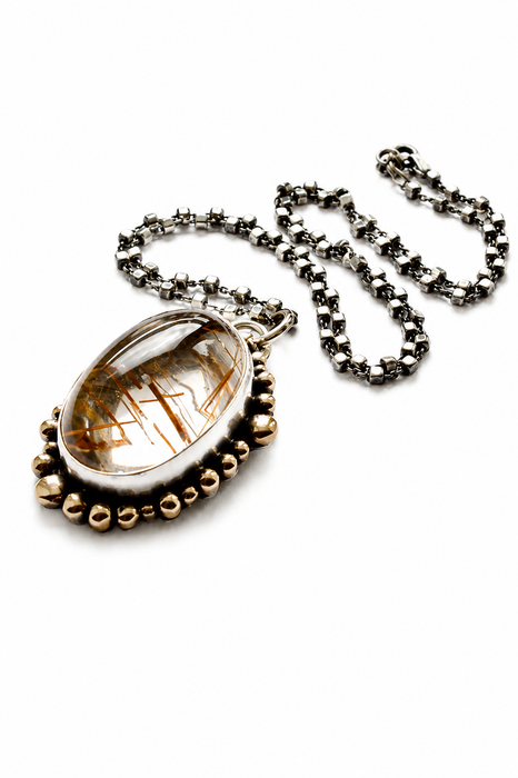 Brazilian Rutilated Quartz & Wheat Pendant