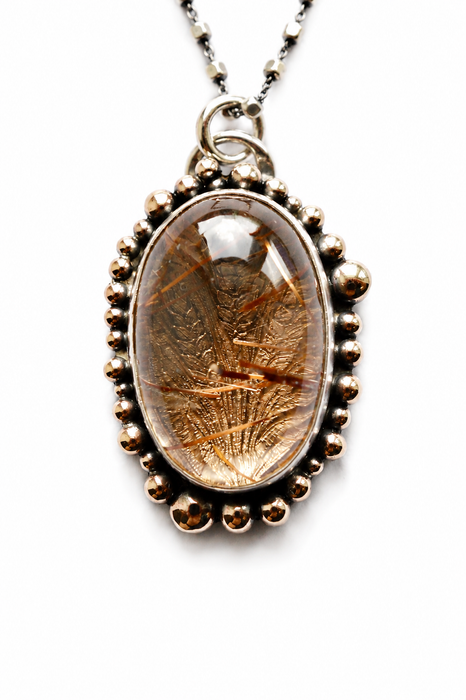 Brazilian Rutilated Quartz & Wheat Pendant