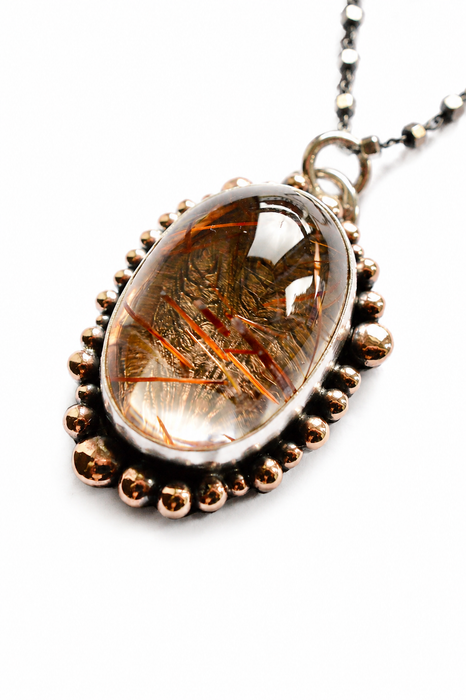 Brazilian Rutilated Quartz & Wheat Pendant