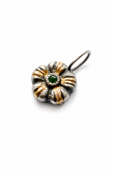 Golden Meadow- Emerald Charm in Solid Sand Cast Silver
