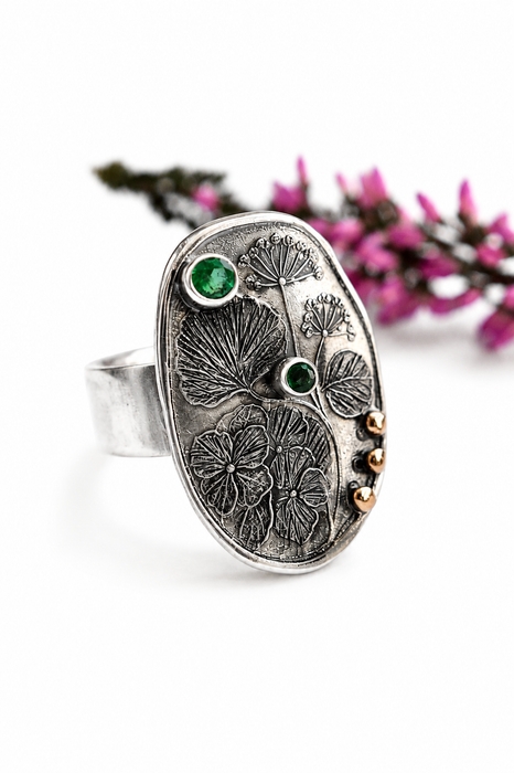 Emerald Botanical Ring