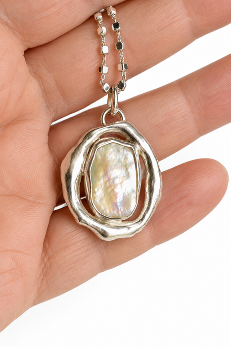 Keshi Pearl Organic Style Silver Necklace