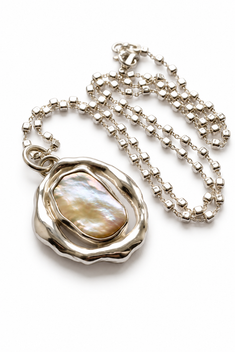 Keshi Pearl Organic Style Silver Necklace