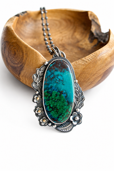 Chrysocolla Botanical Pendant
