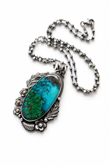 Chrysocolla Botanical Pendant