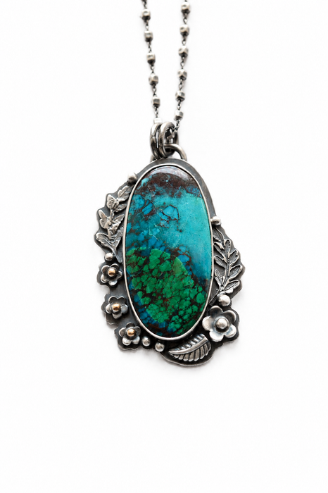 Chrysocolla Botanical Pendant