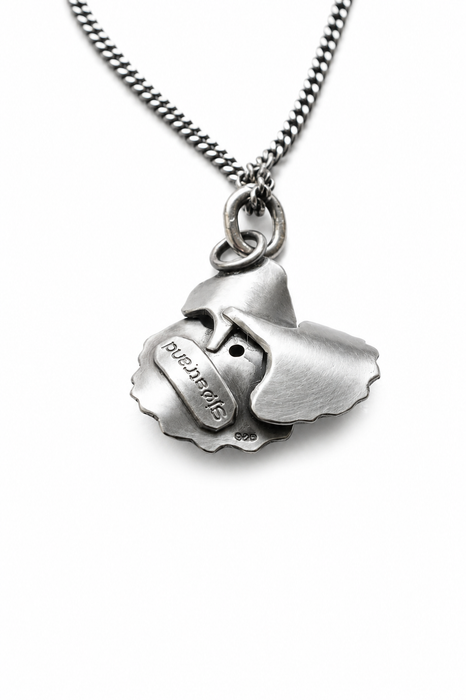 Gingko Emerald Necklace in Silver